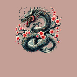 Свитшот хлопковый мужской Japanese dragon and sakura - irezumi, цвет: пыльно-розовый — фото 2