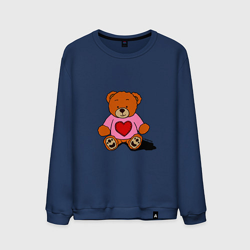 Мужской свитшот Плюшевый мишка с сердечком / Тёмно-синий – фото 1