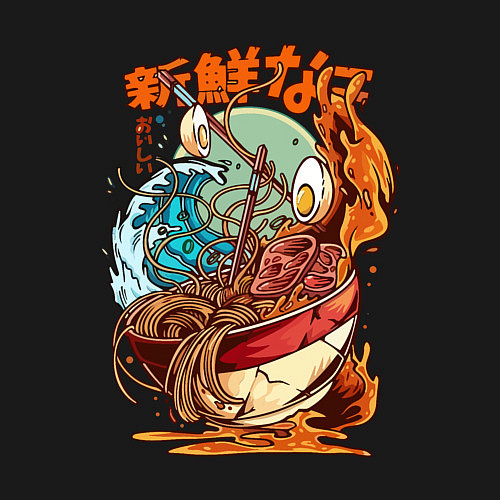 Мужской свитшот Рамен японский суп / Черный – фото 3