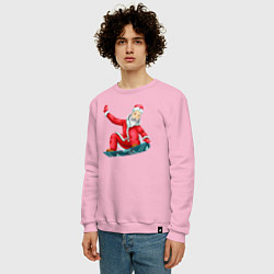 Свитшот хлопковый мужской Дед Мороз сноубордист, цвет: светло-розовый — фото 2