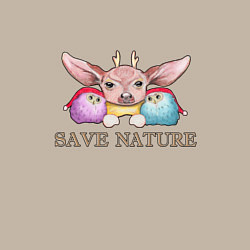 Свитшот хлопковый мужской Олень и совы: сохранить природу, цвет: миндальный — фото 2