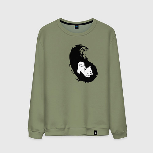 Мужской свитшот Инь ян чёрный парный / Авокадо – фото 1
