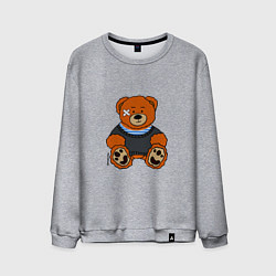 Свитшот хлопковый мужской Медведь Вова с пластырем, цвет: меланж