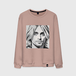 Свитшот хлопковый мужской Портрет Кобейн, цвет: пыльно-розовый