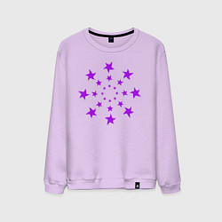Свитшот хлопковый мужской Фиолетовые звёзды кружево, цвет: лаванда