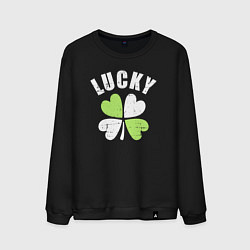 Свитшот хлопковый мужской Lucky day, цвет: черный