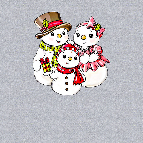 Мужской свитшот Снеговики семья / Меланж – фото 3