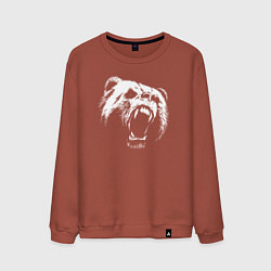 Свитшот хлопковый мужской Медведь рычащий, цвет: кирпичный