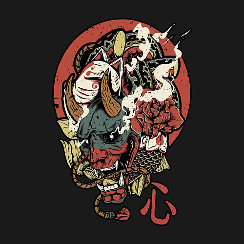 Мужской свитшот Демон - маска / Черный – фото 3