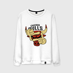 Свитшот хлопковый мужской Bulls logo with hands, цвет: белый