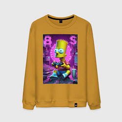 Свитшот хлопковый мужской Bart Simpson - cool gamer, цвет: горчичный