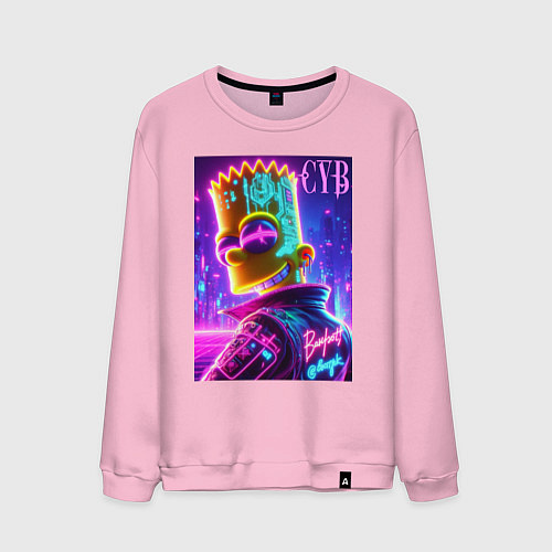 Мужской свитшот Cyber Bart - neon glow / Светло-розовый – фото 1