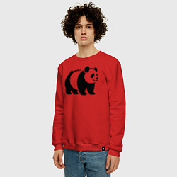 Свитшот хлопковый мужской Стоящая на четырёх лапах чёрная панда, цвет: красный — фото 2