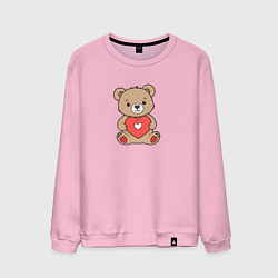 Свитшот хлопковый мужской Медвежонок с сердечком, цвет: светло-розовый