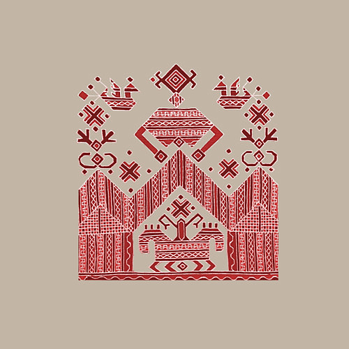 Мужской свитшот Красные славянская узоры вышивки / Миндальный – фото 3