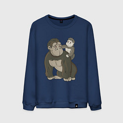 Мужской свитшот Мультяшная горилла с детенышем