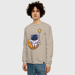 Свитшот хлопковый мужской Звёздный космонавт, цвет: миндальный — фото 2