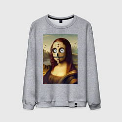 Свитшот хлопковый мужской Mona Lisa in a mask - steampunk, цвет: меланж