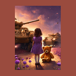 Свитшот хлопковый мужской Маленькая девочка посреди танков, цвет: кирпичный — фото 2