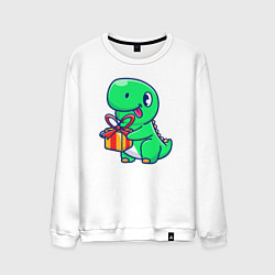 Свитшот хлопковый мужской Динозавр с подарком, цвет: белый
