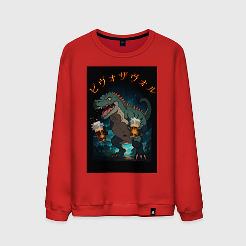 Мужской свитшот Пивозавр в аниме стиле / Красный – фото 1