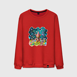 Мужской свитшот Мишка в праздничном колпаке и конфетти: жизнь слиш