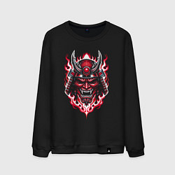 Свитшот хлопковый мужской Samurai mask demon, цвет: черный