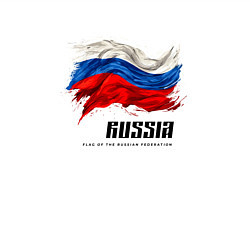 Свитшот хлопковый мужской Развевающийся флаг России с надписью, цвет: белый — фото 2