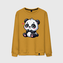 Свитшот хлопковый мужской Забавная маленькая панда, цвет: горчичный