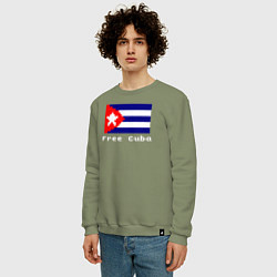 Свитшот хлопковый мужской Free Cuba, цвет: авокадо — фото 2