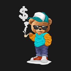 Свитшот хлопковый мужской Плюшевый медведь с трубкой, цвет: черный — фото 2