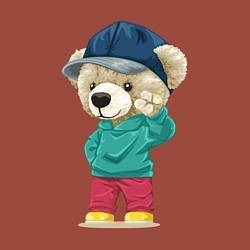 Свитшот хлопковый мужской Плюшевый мишка приветствует, цвет: кирпичный — фото 2