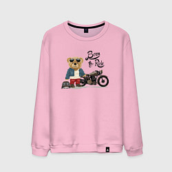 Свитшот хлопковый мужской Плюшевый медвежонок с мотоциклом, цвет: светло-розовый