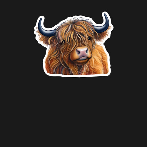 Мужской свитшот Шотландский волосатый бык / Черный – фото 3