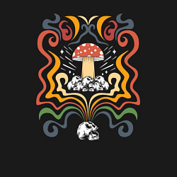 Свитшот хлопковый мужской Психоделика - мухомор и черепа, цвет: черный — фото 2