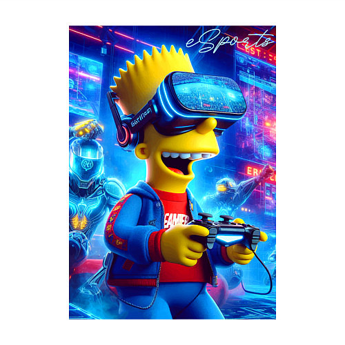 Мужской свитшот Bart Simpson is an avid gamer - esports / Белый – фото 3