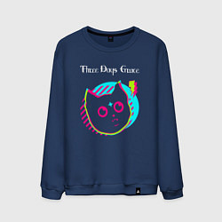 Свитшот хлопковый мужской Three Days Grace rock star cat, цвет: тёмно-синий