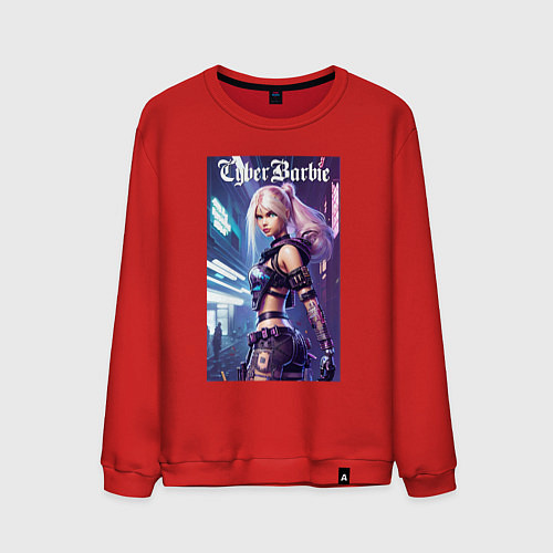 Мужской свитшот Cyber Barbie - ai art fantasy / Красный – фото 1