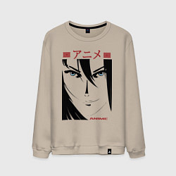 Мужской свитшот Лицо девушки в стиле манга