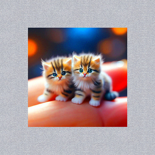 Мужской свитшот Два милых пушистых котика сидят на ладони / Меланж – фото 3