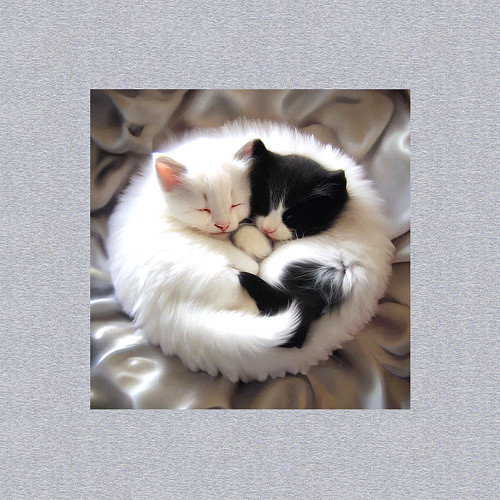 Мужской свитшот Два любящих котика обнимаются клубочком / Меланж – фото 3