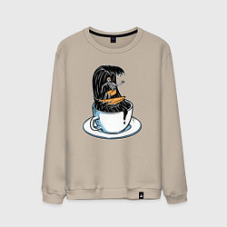 Свитшот хлопковый мужской Кофейный серфер, цвет: миндальный