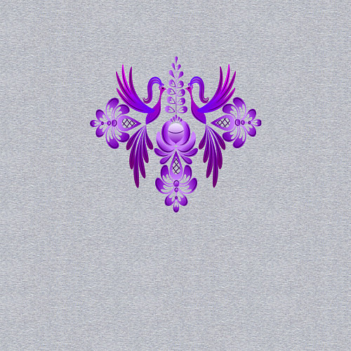 Мужской свитшот Две птицы с узорами гжель фиолетовая / Меланж – фото 3