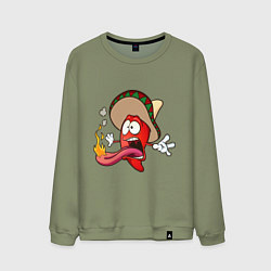 Свитшот хлопковый мужской Горячий мексиканский перец, цвет: авокадо