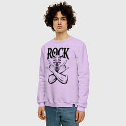 Свитшот хлопковый мужской Рок - гитара, цвет: лаванда — фото 2
