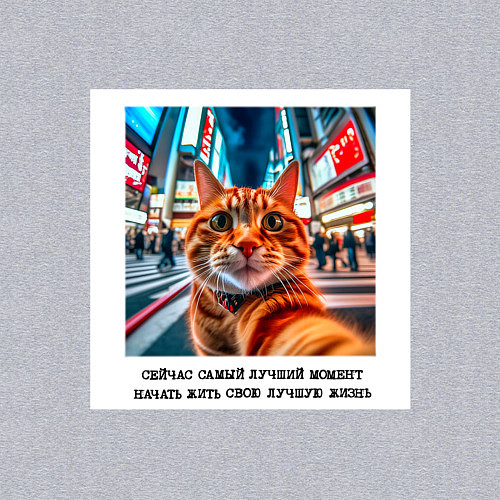Мужской свитшот Рыжий кот: момент начать жить свою лучшую жизнь / Меланж – фото 3