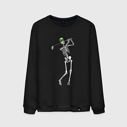 Свитшот хлопковый мужской Golfing skeleton, цвет: черный