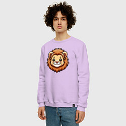 Свитшот хлопковый мужской Мордочка льва, цвет: лаванда — фото 2
