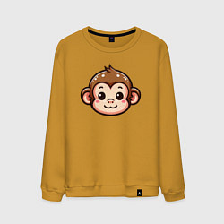 Свитшот хлопковый мужской Мордочка обезьяны, цвет: горчичный