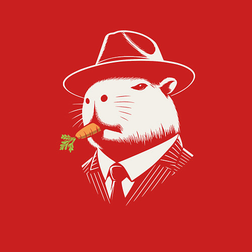 Мужской свитшот Капибара гангстер с морковкой / Красный – фото 3